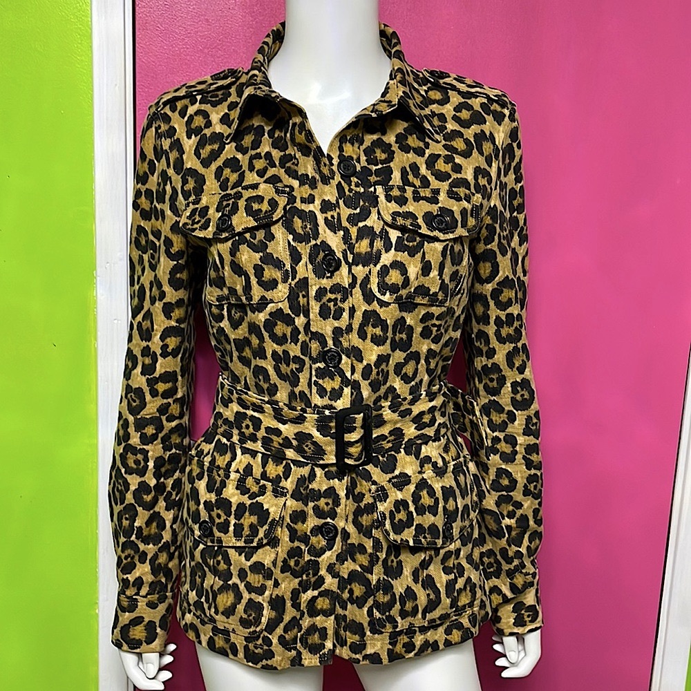 Lauren Ralph Lauren leopard safari short trench jacket